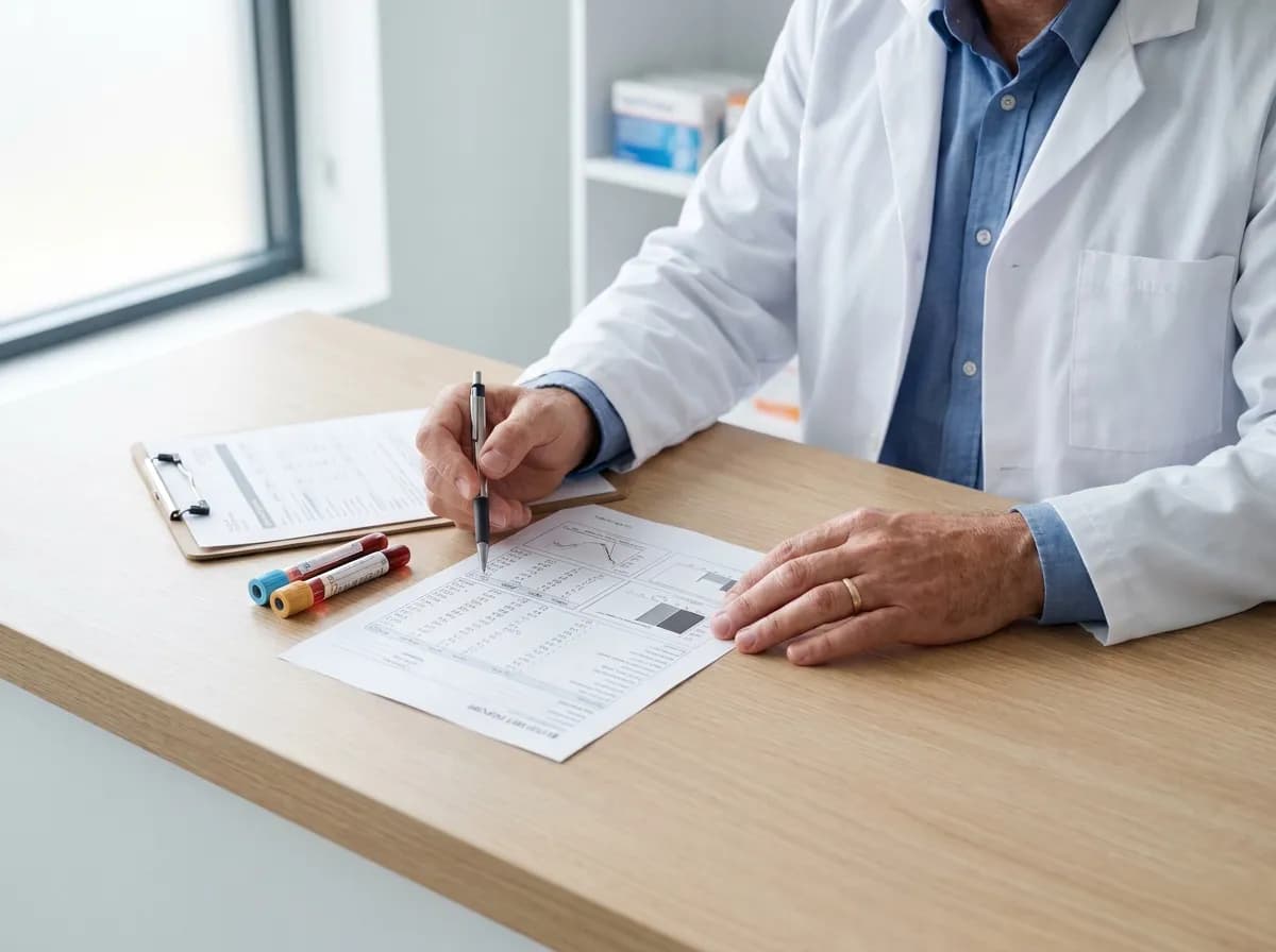 Larecia reviewing labs with a patient, warm daylight